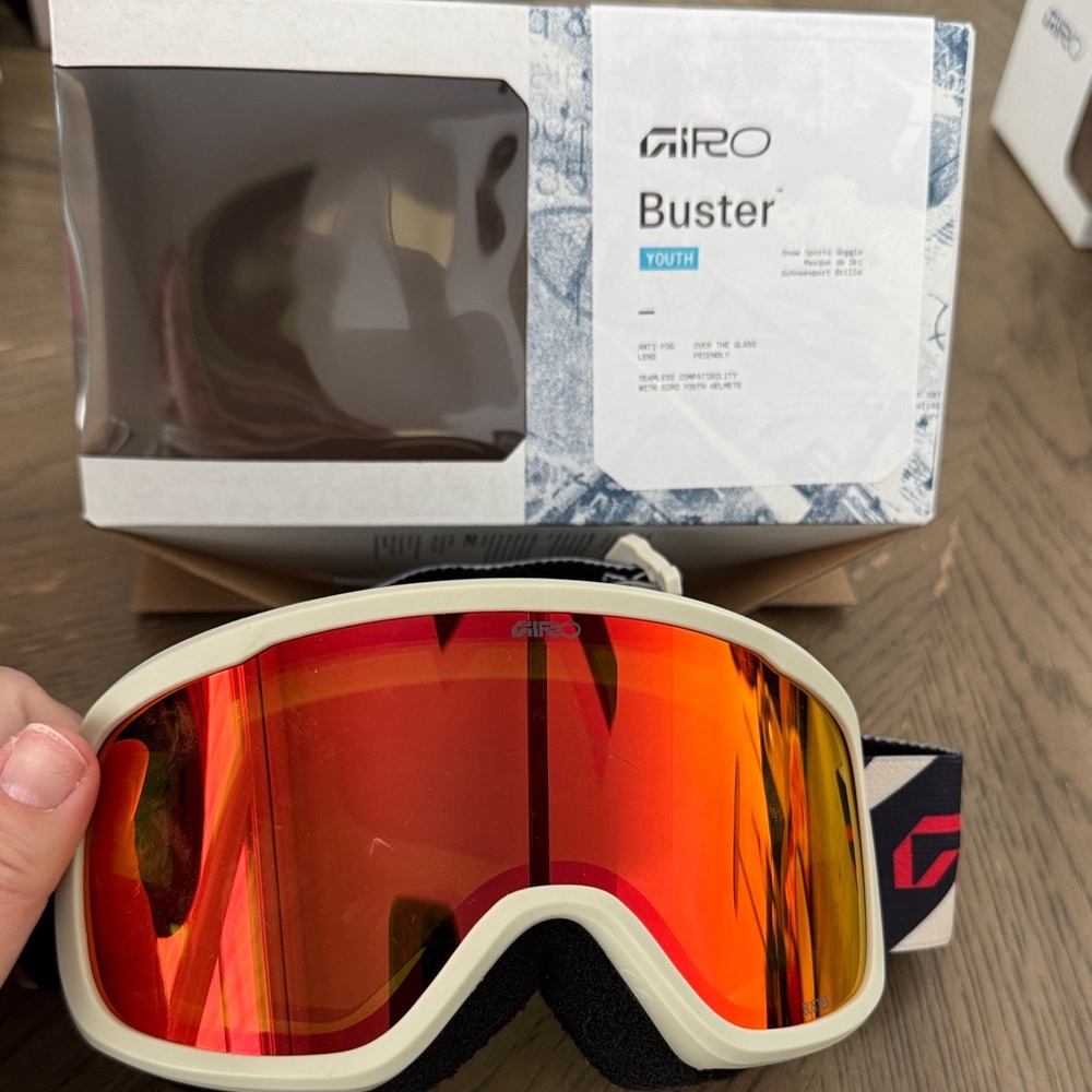 Giro Youth Snow Goggles - Cream Frame with Red Mirror Lens